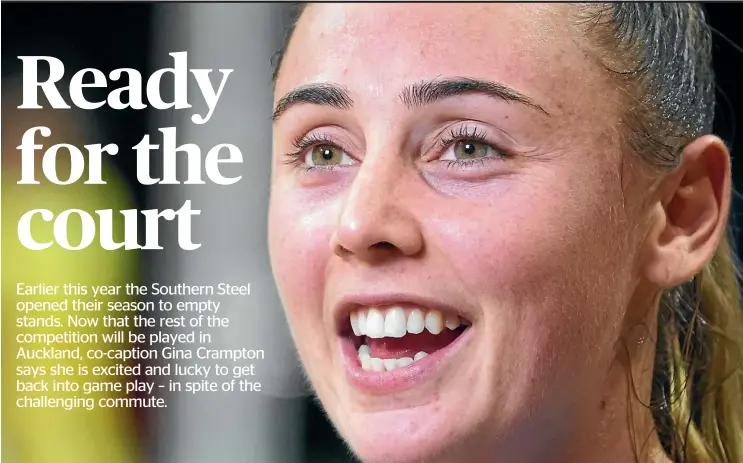  ?? JOHN HAWKINS/STUFF ?? Above, a happy Southern Steel captain Gina Crampton after her team beat Wellington’s Central Pulse 62–52 last year in an ANZ Premiershi­p netball game at Stadium Southland. Below, Crampton and Pulse wing defence Karin Burgerin in action during the game.