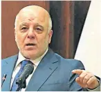  ??  ?? ANUNCIOS. Al-Bagdadi en 2014: nacía el califato, en partes de Irak y Siria. Al-Abadi, ayer: “Ganamos la guerra contra Daesh”.