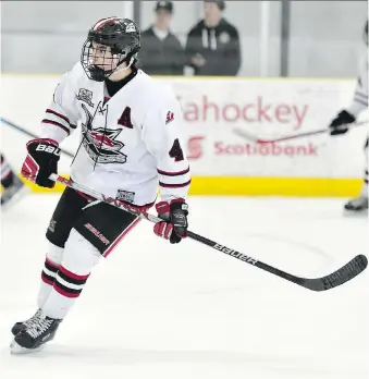  ?? AARON BELL/OHL IMAGES ?? Mathew MacDougall has walked away from an NCAA offer to sign with the Windsor Spitfires. MacDougall posted 20 goals and 37 points in 58 games last season at St. Andrew’s College.