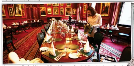  ??  ?? Male preserve: The Garrick’s portrait-lined dining room. Female staff – and guests – are allowed