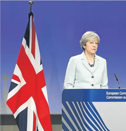  ??  ?? Prime Minister Theresa May and European Commission Chief Jean-claude Juncker holding a joint press conference in Brussels, Belgium yesterday. Picture: Dursun Aydemir.