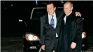  ?? ?? Schröder and Putin, seen here in St. Petersburg in 2005, go back a long way