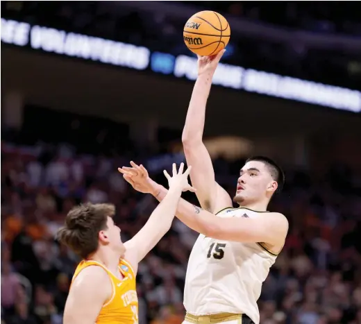  ?? GETTY IMAGES ?? Purdue star Zach Edey was a runaway winner of the AP Player of the Year award, receiving 57 of 62 votes. Tennessee’s Dalton Knecht was next with three votes.