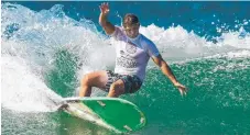  ?? Picture: RUSSELL RICHARDSON ?? Kingscliff surfer Dean Bevan in action.