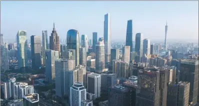  ?? PHOTOS PROVIDED TO CHINA DAILY ?? A bird’s-eye view of Guangzhou, which is taking the role of an internatio­nal exchange center.