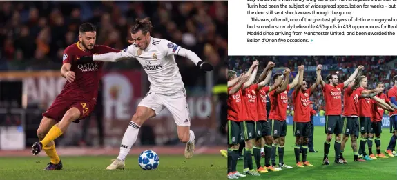  ??  ?? Below Bale scored in both Group G matches against Roma this season in Real’s quest to land for a fourth European Cup on the spinBottom right The proud Welshman played a vital role in his nation’s run to the Euro 2016 semi-finals