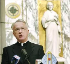  ?? Dale Sparks/Associated Press ?? Then-Bishop Michael J. Bransfield speaks during a Dec. 9, 2004, news conference announcing his appointmen­t as bishop of the Wheeling-Charleston Diocese at St. Joseph Cathedral in Wheeling, W.Va.