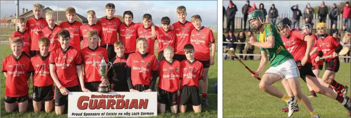  ??  ?? The title-winning Oulart-The Ballagh squad with the spoils of victory.
Rory Raleigh of HWH-Bunclody is pursued by John Lyndon (Oulart-The Ballagh).