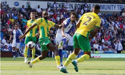  ?? Photograph: Martin Rickett/PA ?? Ben Brereton Díaz opens the scoring for Blackburn against West Brom at Ewood Park.