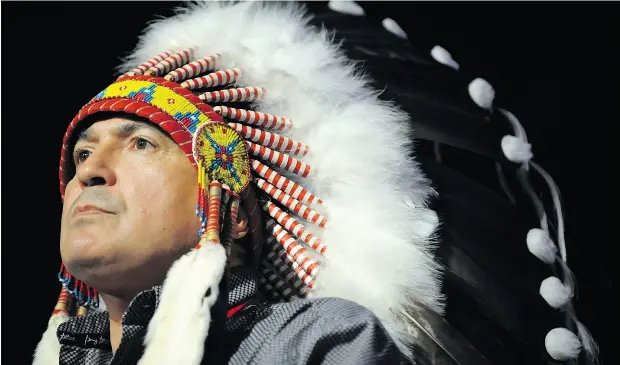  ?? MARK TAYLOR / THE CANADIAN PRESS ?? Assembly of First Nations National Chief Perry Bellegarde, speaking Tuesday at the Assembly of First Nations annual general meeting in Regina, referenced several cases of violence committed by members of First Nations. “The violence, the racism, the...