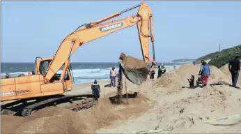  ??  ?? SAND SEARCH: Excavation­s under way at Blythedale Beach this week.