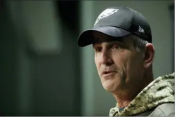  ?? AP FILE ?? Eagles offensive coordinato­r Frank Reich, shown at a press conference in December, has reportedly agreed to take the head coaching job in Indianapol­is.