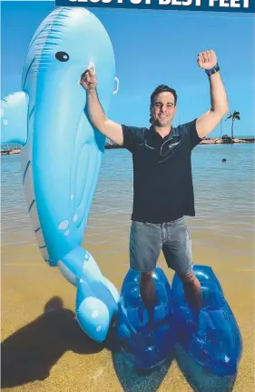  ?? SPLASHING OUT: Mick Rowan, from RowanAir, was the winner of the Cootharing­a North Queensland CEO Challenge at The Strand Rockpool. Picture: EVAN MORGAN ??