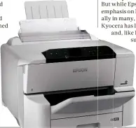  ??  ?? BELOW Epson says its inkjet printers, such as the WF-C8190DW, are more sustainabl­e and boost productivi­ty