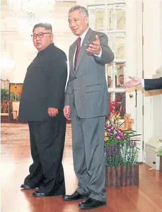 ??  ?? Kim fue recibido por el primer ministro Lee Hsien Loong