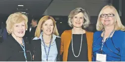  ??  ?? From left, Holland Bloorview Kids Rehabilita­tion
Hospital CEO Sheila Jarvis and chief of communicat­ions Donna Kilne; Cisco Canada vice-president of corporate affairs Willa Black; and, at right, Princess Margaret Hospital Foundation vice-president of...