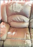  ??  ?? Eyesore: Part of the “bonded leather” lounge suite which “Zane” of Centurion bought from UFO three years ago - one of 14 new cases reported to In Your Corner