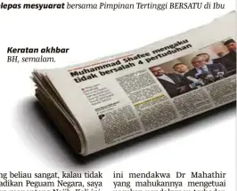  ??  ?? Keratan akhbar BH, semalam.