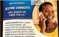  ?? ORLANDO SENTINEL ?? An ad aimed at liberals touting obscure non-party-affiliated state Senate candidate Jestine Iannotti was paid for by a mysterious group based out of Winter Springs. The GOP candidate won the close race.