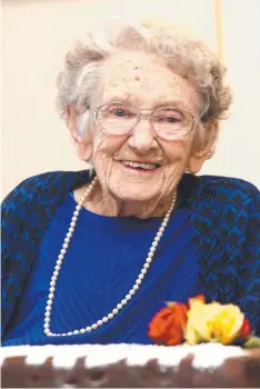  ??  ?? Nell Harrison pictured celebratin­g her 108th birthday in April.