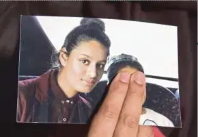  ?? AFP PIC ?? British teen Shamima Begum, who joined the Islamic State group in Syria, has announced her intention to return home.