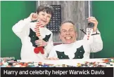  ??  ?? Harry and celebrity helper Warwick Davis