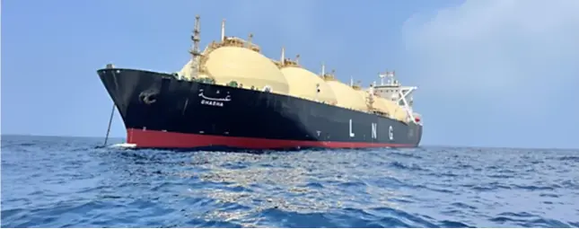  ?? PHOTOGRAPH COURTESY OF AG&P ?? GHASHA LNG vessel was built in Japan and is a moss-type containmen­t ship with a capacity of around 138,000 cubic meters.