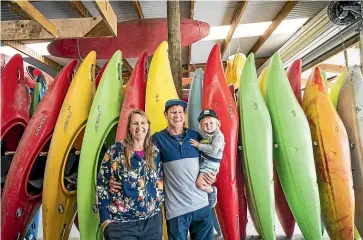  ??  ?? Top: Jess Matheson and Daan Jimmink with son Finn at their NZ Kayak School.