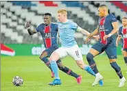  ?? REUTERS ?? Manchester City's Kevin De Bruyne (centre) in action.