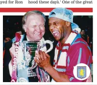  ??  ?? Silver lining: Atkinson lifted the FA Cup twice with United in the 1980s before beating his former club in two League Cup finals — with Roland Nilsson and Sheffield Wednesday in ’91 (left) and Aston Villa’s Dalian Atkinson in ’94 (right)