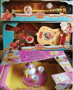  ?? Tribune News Service ?? Accompany yourself as you tell stories like Elena of Avalor, top. If that doesn't work, there's the Magical Scepter of Light. Below that is the Belle Tea Party Set: Belle always finds a way to help the Beast, and this time she gets Chip and Mrs. Potts...