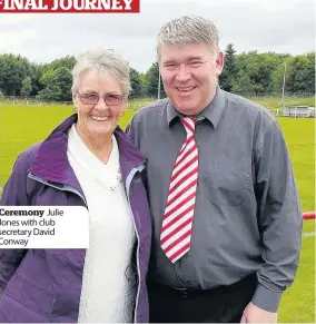  ??  ?? Ceremony Julie Jones with club secretary David Conway