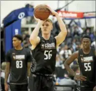  ?? CHARLES REX ARBOGAST - ASSOCIATED PRESS ?? Kevin Huerter, from Maryland, participat­es in the NBA draft basketball combine Thursday, May 17, 2018, in Chicago.