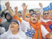  ?? AFP ?? File photo of a protest rally in London by members of the Sikh community in Britain.