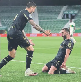  ?? FOTO: GETTY ?? ‘Dúo dinámico’ Joselu y Rioja fueron los grandes protagonis­tas del encuentro