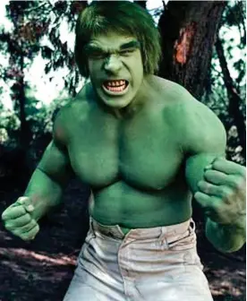  ??  ?? Eating his greens: Muscular Lou Ferrigno as the Incredible Hulk