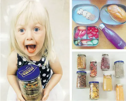  ??  ?? At first, Katelin tried to find an alternativ­e to every unsustaina­ble habit, object or packaged food item. “I was baking almost daily, thinking I had to replace the kid’s snacks I used to buy with another, equally ‘ fun’ snack,” she says. Now, she...