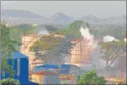  ?? PTI FILE ?? Vapour billows out from the LG Polymers industry in Visakhapat­nam.