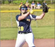  ?? STAN HUDY - SHUDY@DIGITALFIR­STMEDIA.COM ?? Averill Park starting pitcher Jadyn Lee fires from teh circle Tuesday afternoon after the Section II Class A championsh­ip game against South Glens Falls at Luther Forest Fields.