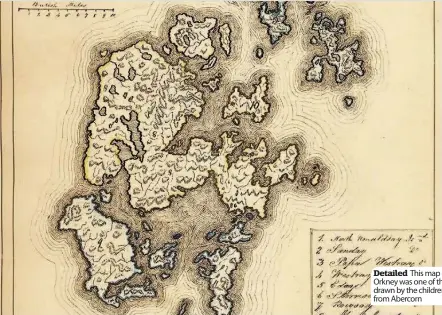  ??  ?? Detailed This map of Orkney was one of those drawn by the children from Abercorn