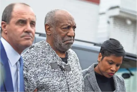  ?? KENA BETANCUR, AFP/GETTY IMAGES ?? Bill Cosby arrives Wednesday in Elkins Park, Pa., to face a criminal charge after months of mounting accusation­s against him.