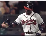  ?? (AP file photo) ?? Fred McGriff (above) was one of four Atlanta Braves players to hit a home run in a nine-run third inning on this date in 1997 in a 12-5 victory over the Philadelph­ia Phillies. Chipper Jones, Michael Tucket and Jeff Blauser also hit home runs for the Braves.