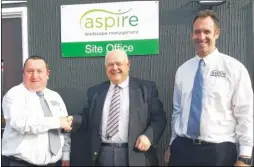  ??  ?? Cllr Gerry Clarkson, centre, meets James Laidlaw, left, and David Hartley of Aspire