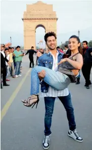  ?? — PTI ?? Actors Varun Dhawan and Aliya Bhatt during an event at India Gate in New Delhi on Wednesday.