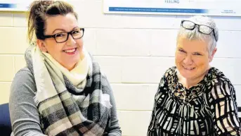  ?? KIMBERLY DICKSON PHOTO ?? Dawn Gladney, LPN, left, and Evie MacMillan, RN, nurses at Glen Haven Manor, offer ongoing weekly training in the Teepa Snow Positive Approach to Care which gives staff at Glen Haven progressiv­e best practices and additional innovative education on dementia care.