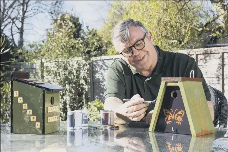  ??  ?? BESPOKE Havant National Lottery winner Patrick Morling has joined other Lottery millionair­es to make bird boxes