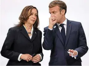  ?? L. Marin / AFP ?? Emmanuel Macron doit rencontrer Kamala Harris, chargée des questions spatiales.