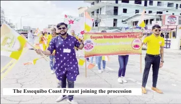  ?? ?? The Essequibo Coast Praant joining the procession