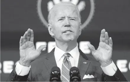  ?? MATT SLOCUM/AP ?? On his first day in office, President-elect Joe Biden plans to roll back several of President Donald Trump’s actions.