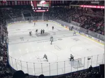  ?? PHOTO BY BRUCE PENTON ?? The view from the top deck at Co-op Place is quite good, even if the result on the ice isn’t what Hatters had hoped.